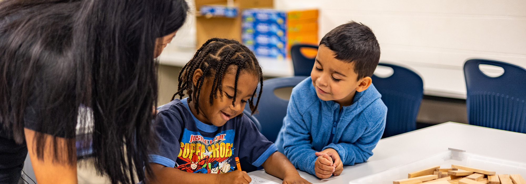 Students learning in STEM classroom