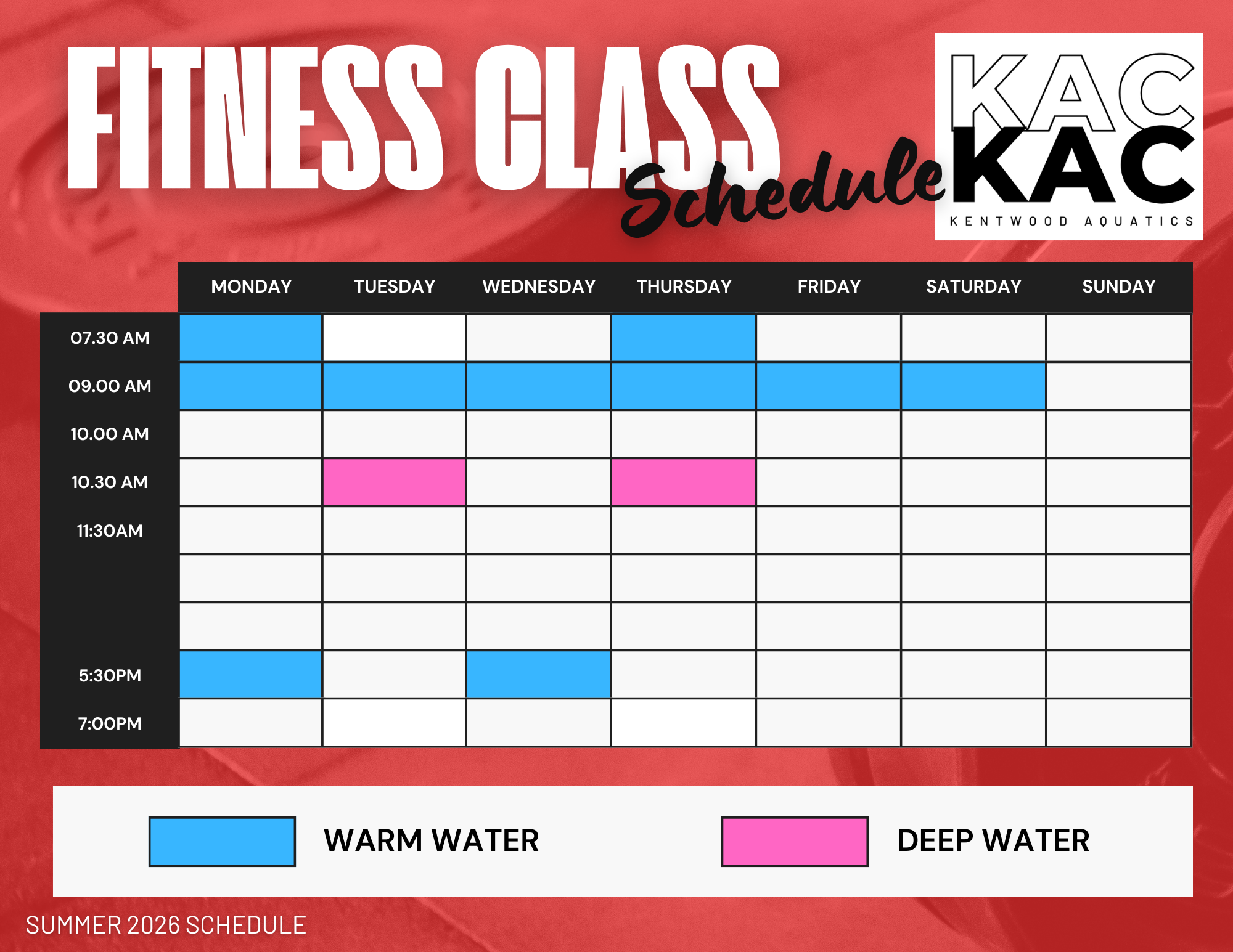 Fitness Schedule SUMMER