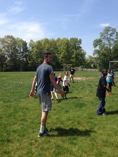 Everyone is on the field! Soccer time!