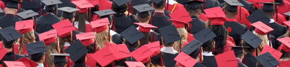 Behind top view Graduation Caps