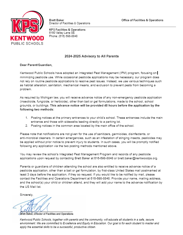 Letter to parents